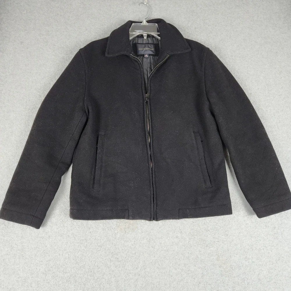 Banana Republic Jacket Mens Small Black Wool Blend Fully Lined Collared Full Zip
